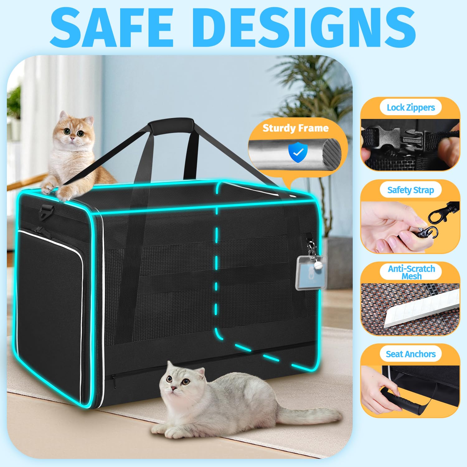 Petskd porte-chat XL pliable et pratique pour le rangement.