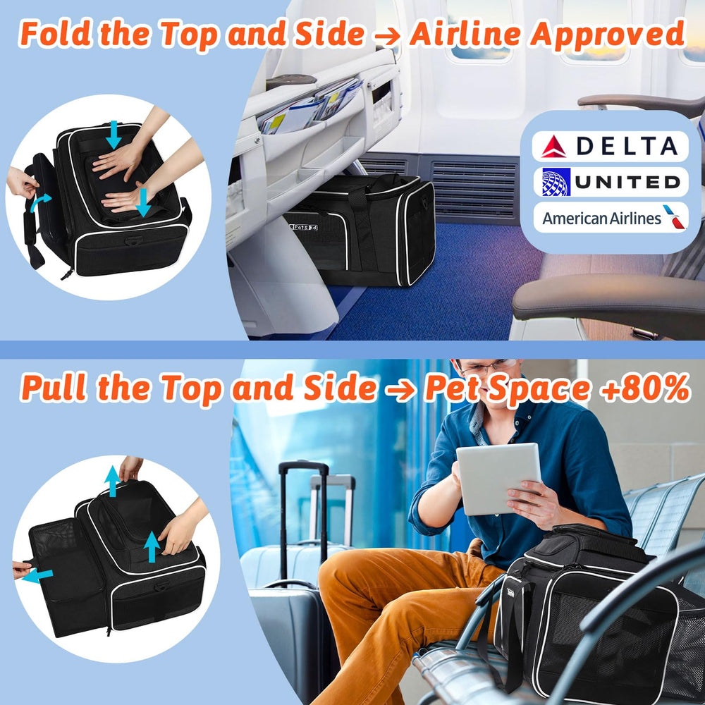 Transporteur Petskd dimension avion, conforme pour Delta et United en cabine.