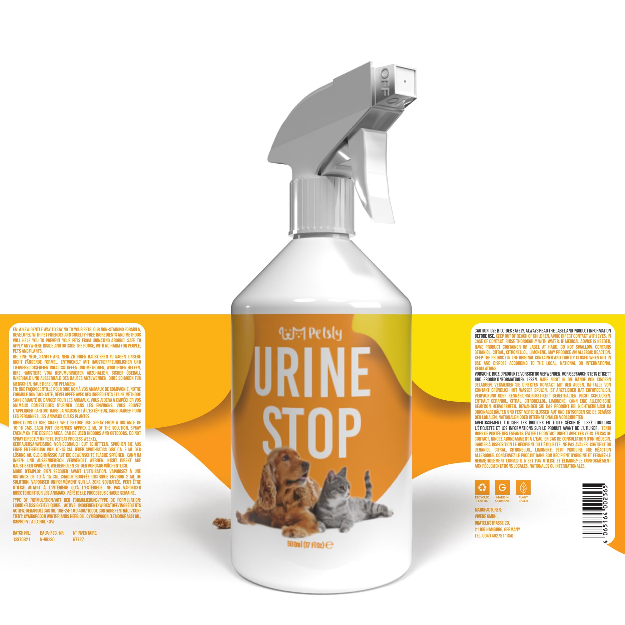 Petsly spray sans tache sur tapis et textiles.