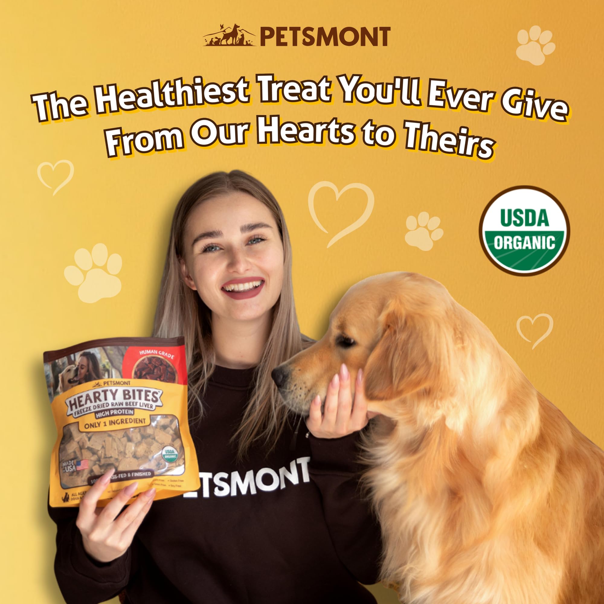 Petsmont Hearty Bites: emballage pratique, format stable sans réfrigération.