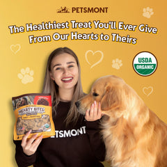 Petsmont Hearty Bites: emballage pratique, format stable sans réfrigération.