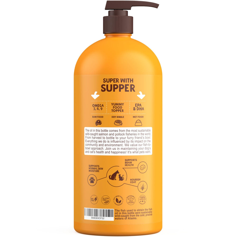 Petsmont Omega Love, étiquette nutrition EPA/DHA, souligne le potentiel soutien immunitaire.