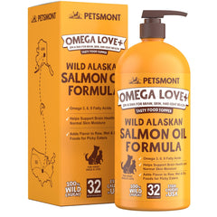 Petsmont Omega Love, saumon sauvage certifié, source naturelle d'acides gras pour chiens.