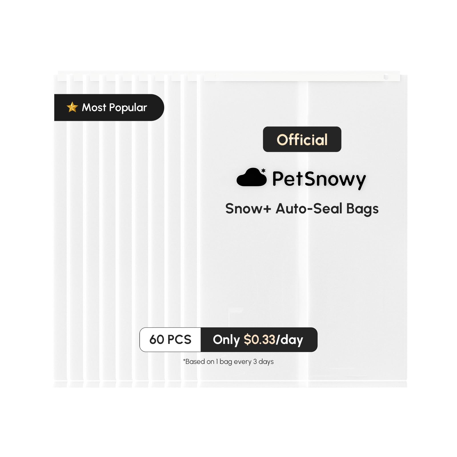 PetSnowy sacs-litiere-bac-automatique-ouverte, pratique pour changement rapide et propre.