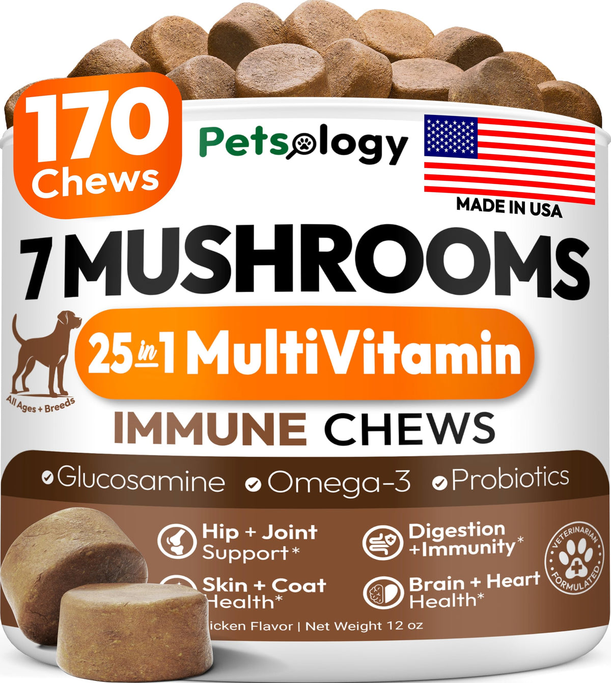 Petsology queue-de-dinde pour chien, emballage clair facilitant la routine quotidienne.