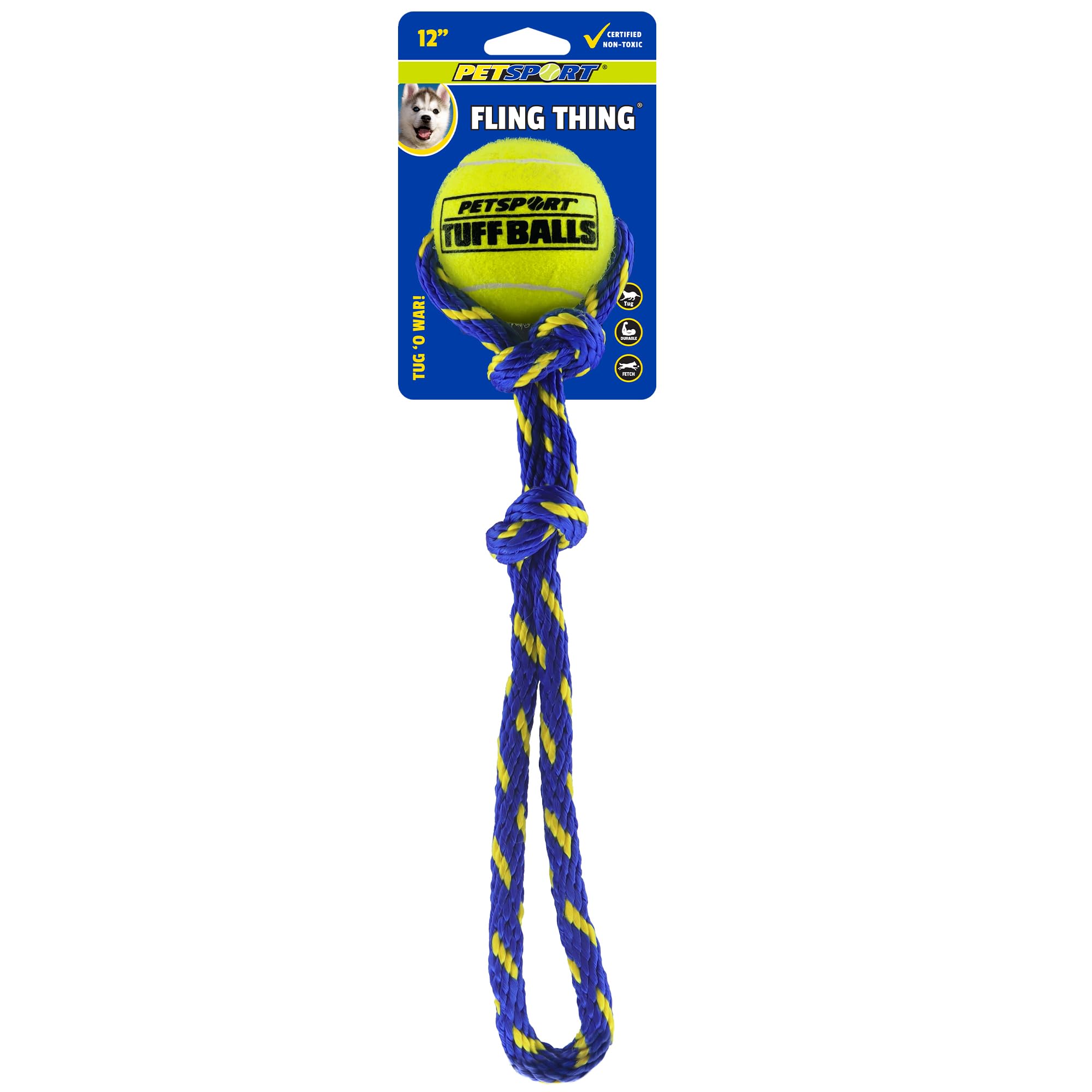 PetSport Fling Thing: corde robuste et balle résistante pour chiens mordeurs.