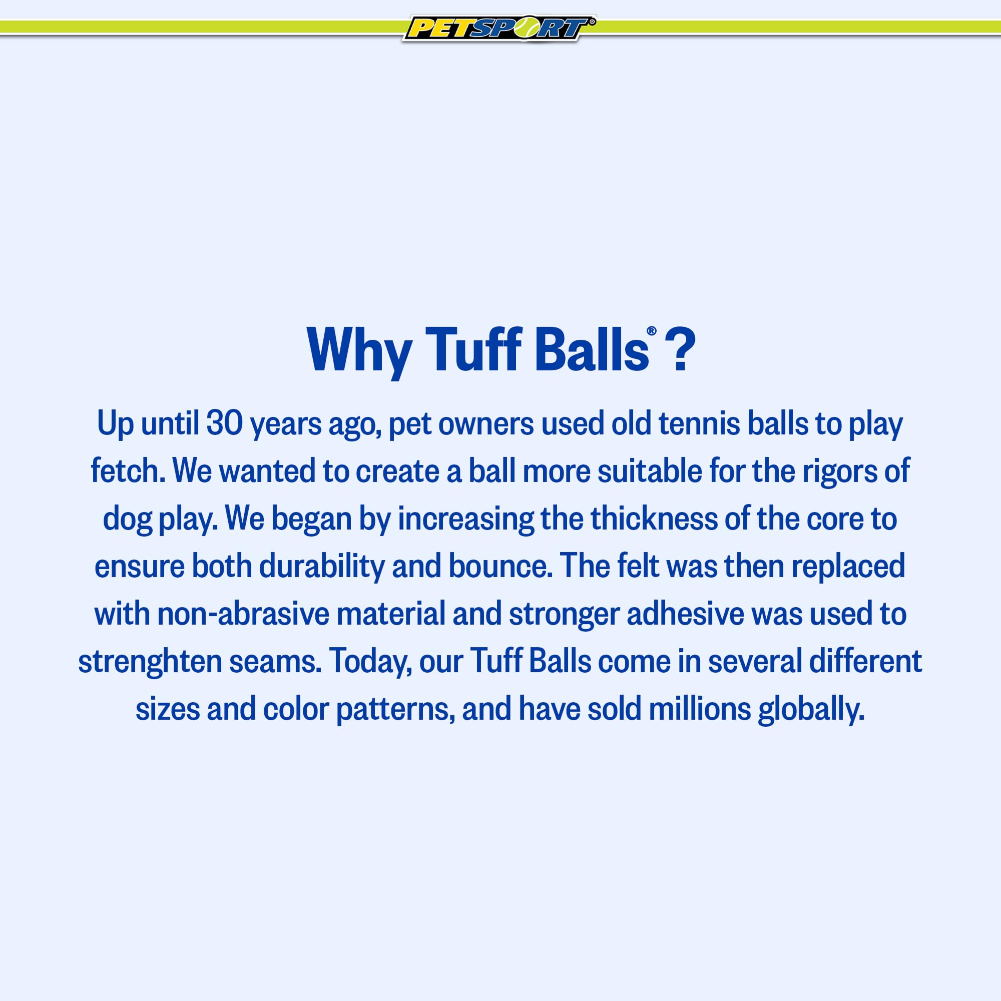 PetSport Mini Tuff Ball certifiée non toxique pour chiens actifs.