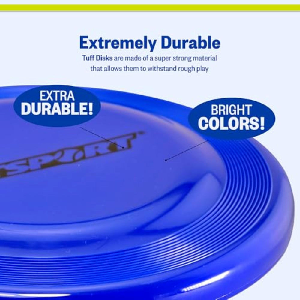 Disque PetSport Tuff Disc en vol, idéal pour des séances de récupération en plein air.