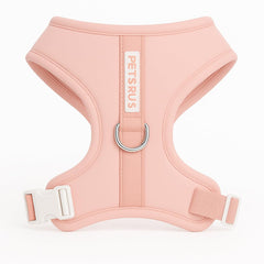 Harnais PETsRUS en néoprène rose, vue avant—confort maximal pour chien.