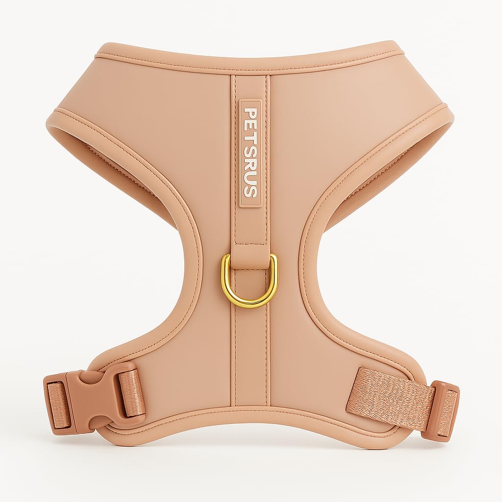 PETsRUS harnais chien sans tir Rose Beige XS — vue avant, confort et contrôle améliorés.