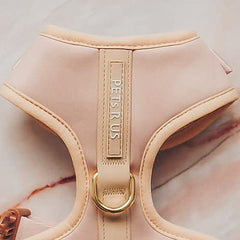 PETsRUS harnais chien sans tir Rose Beige XS — détail devant avec anneaux D.