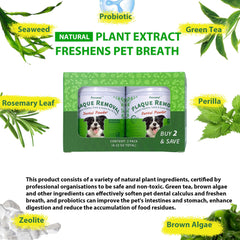 Poudre Petstoral avec zeolite et algues, ingrédients naturels favorisant une bouche saine.