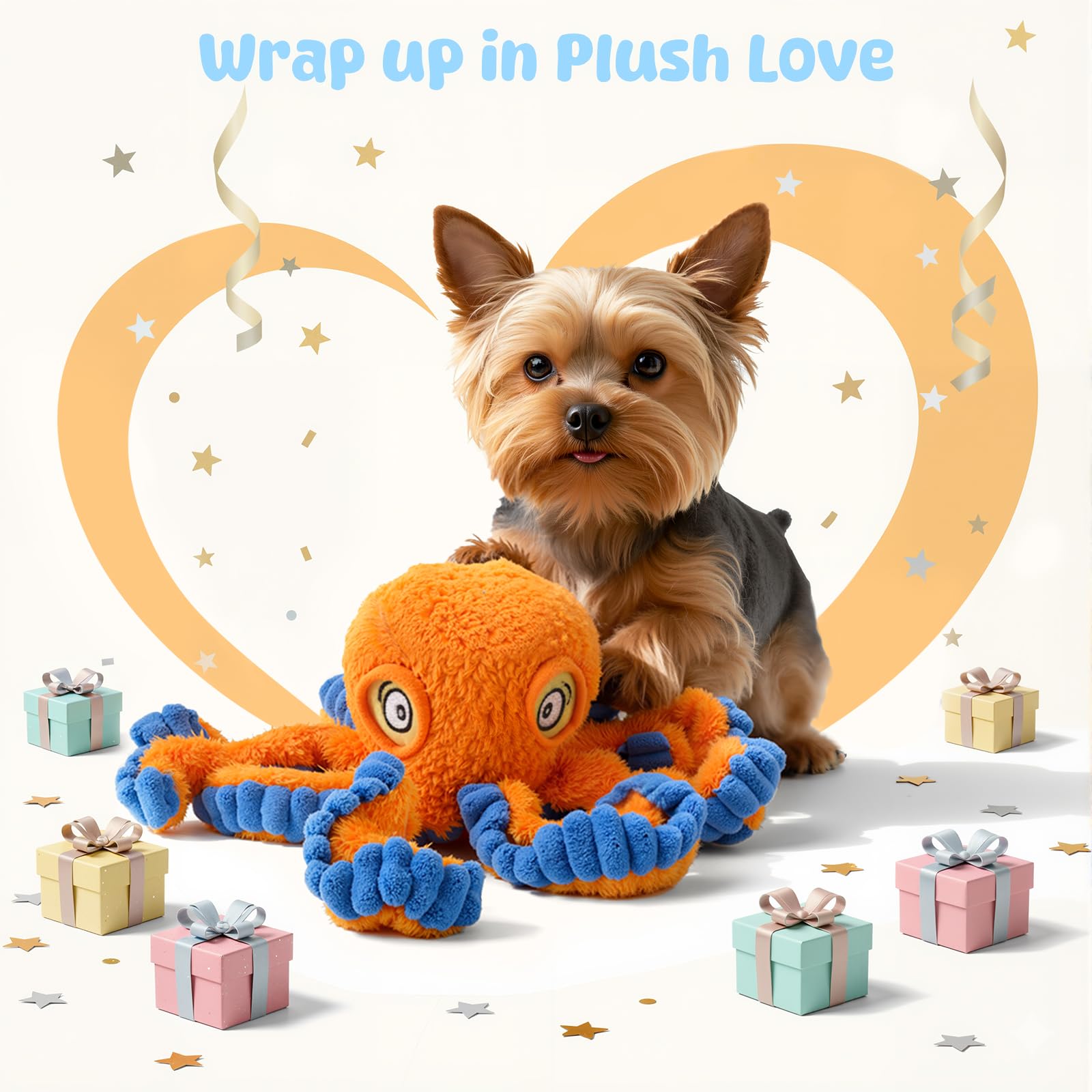 PETSWEET jouet dentaire peluche orange pour chiots actifs.