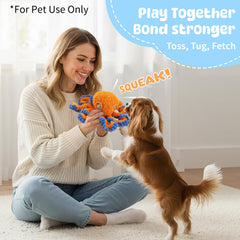PETSWEET poulpe orange avec sifflement, jouet stimulant pour chien.