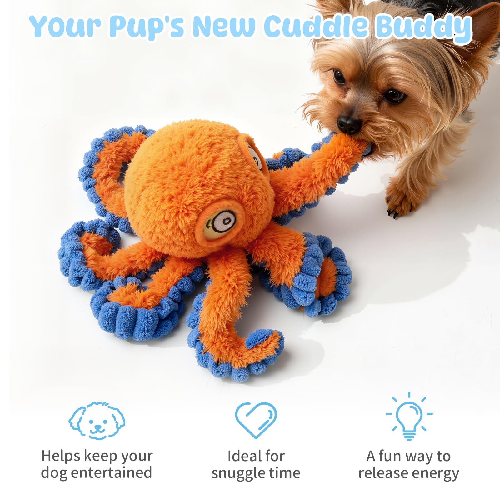 PETSWEET peluche orange douce adaptée à la dentition des chiots.