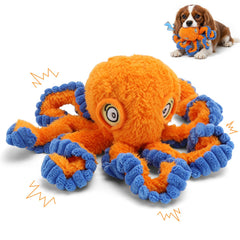 PETSWEET poulpe en peluche orange pour petit chien, idéal pour le jeu et la mastication légère.