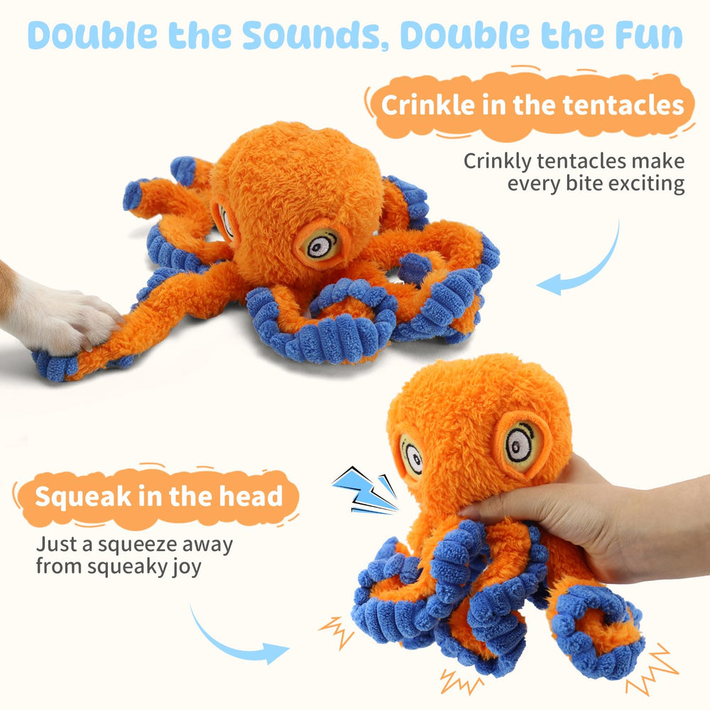 PETSWEET peluche orange avec sons crissants pour occuper votre chien.