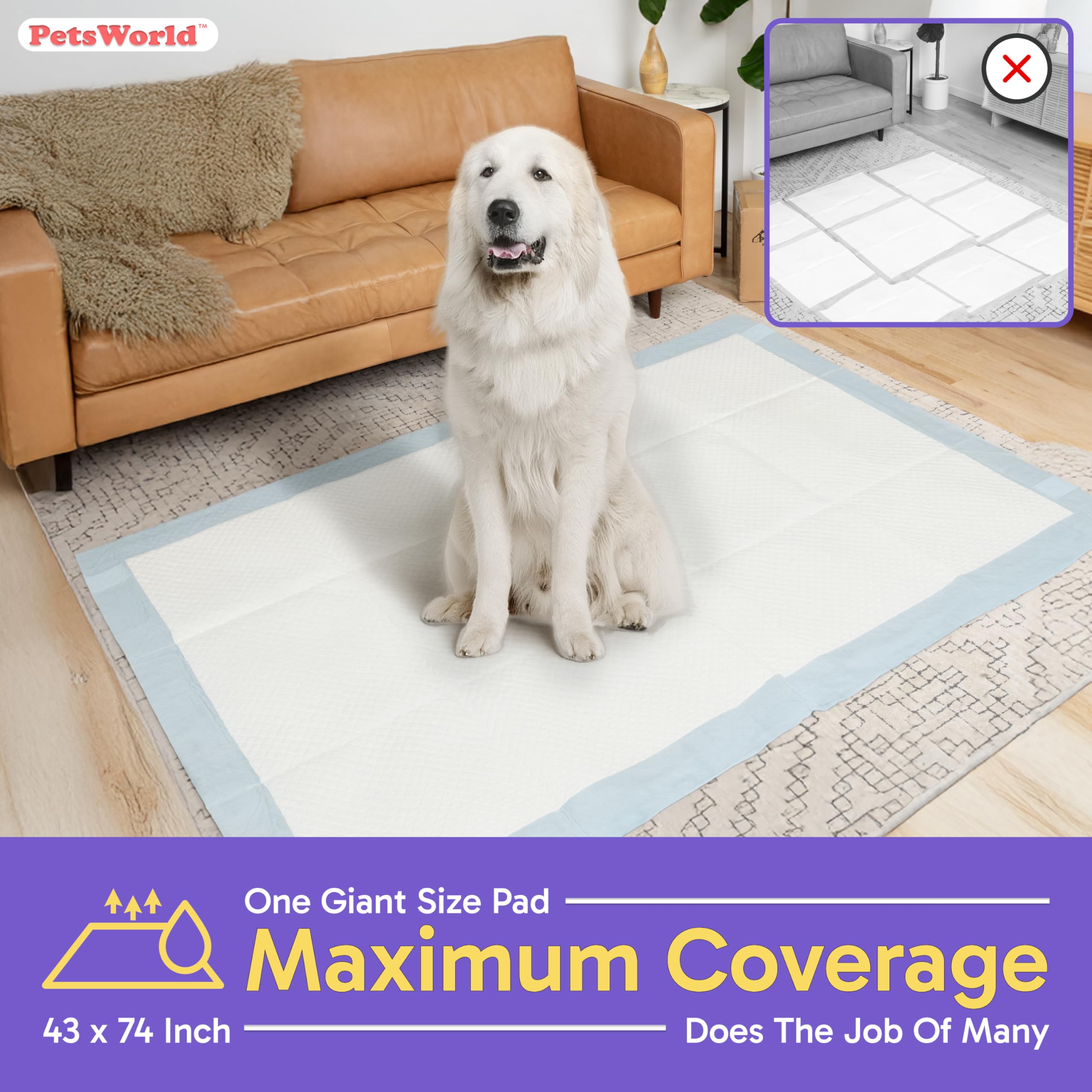 PETSWORLD tapis 5 couches: absorption rapide et surface constamment sèche.
