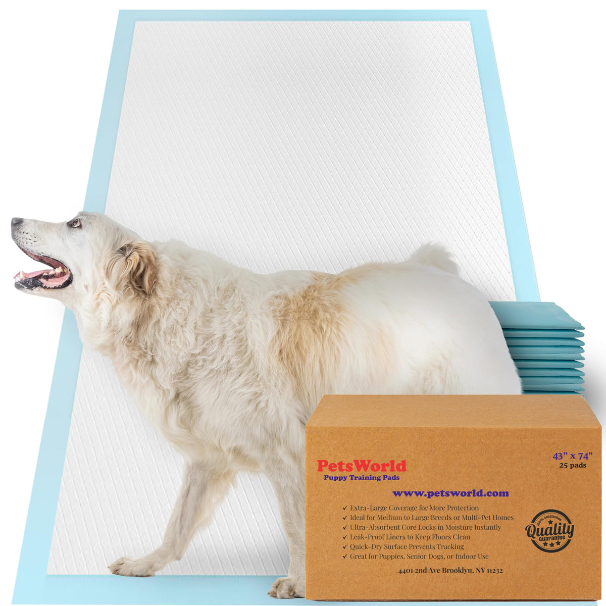 PETSWORLD tapis absorbant extra-large 43x74: couvre une grande surface et limite les nettoyages.