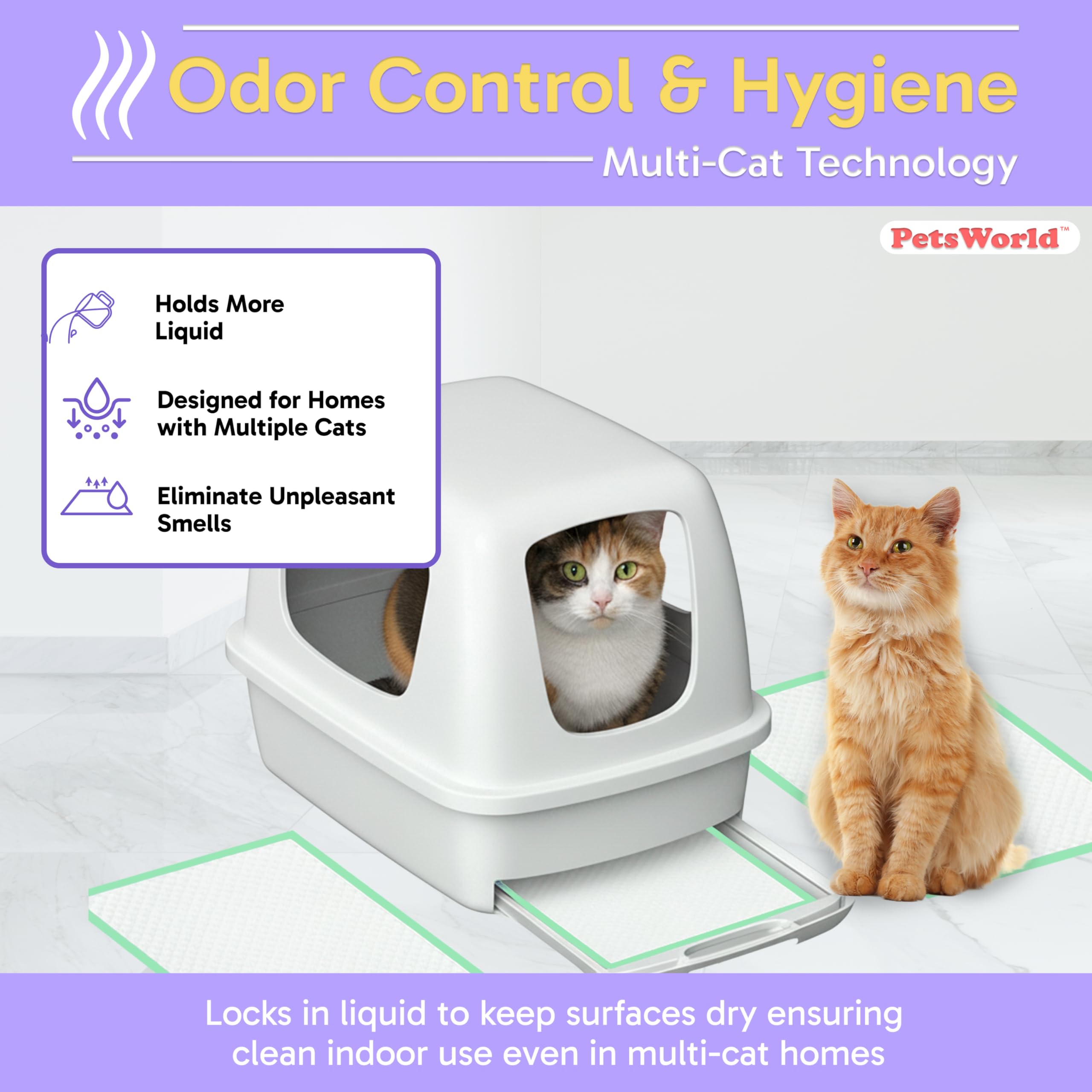 PetsWorld pad-refills contrôle des odeurs avec parfum frais pour habitat plus agréable.