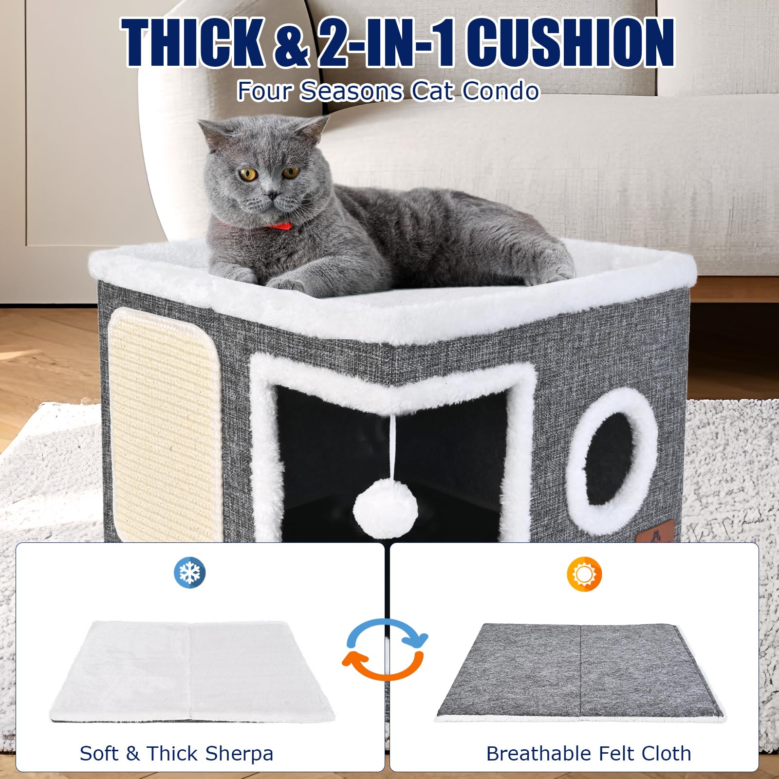 Pettdate coussin réversible en lin pour ventilation estivale.