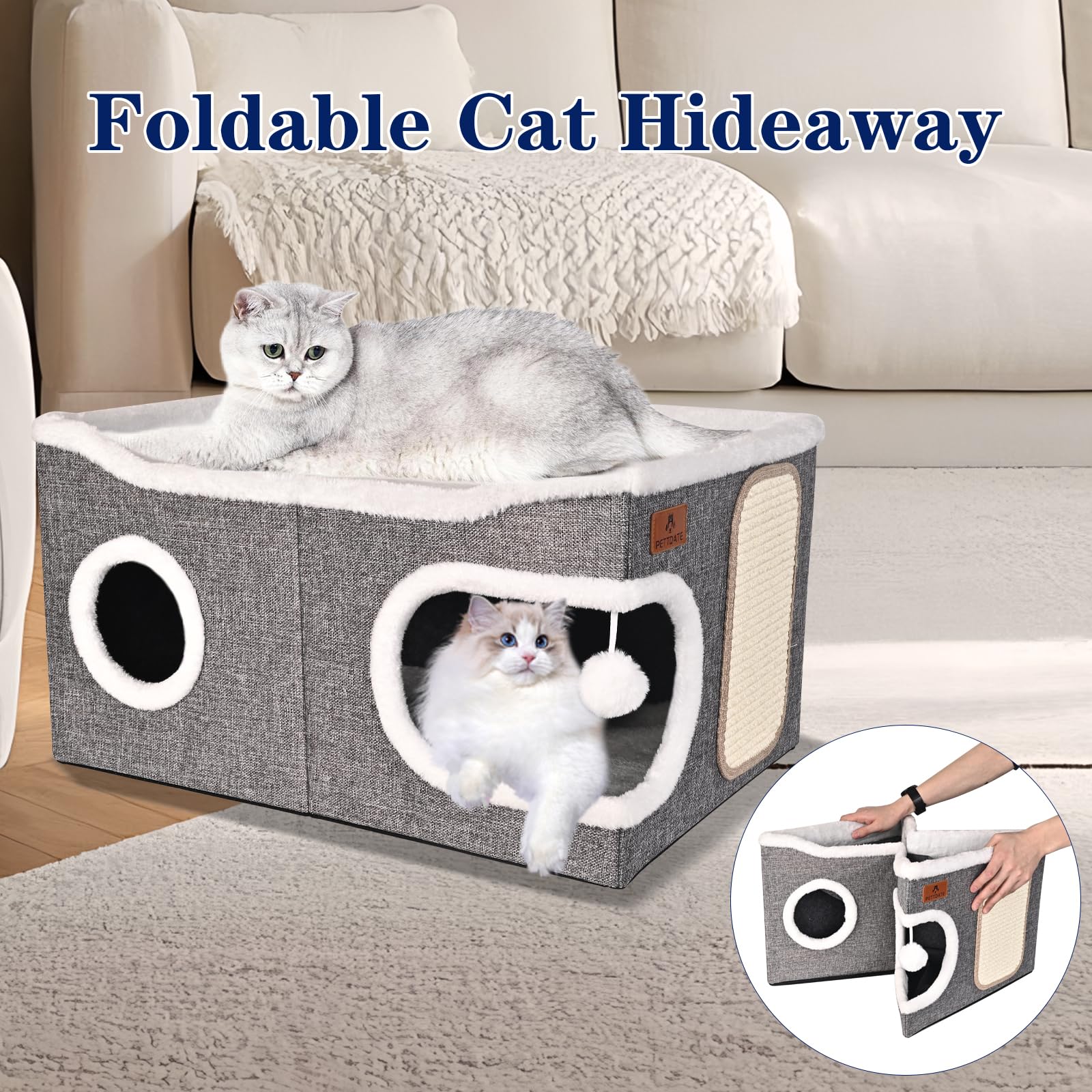 PETTDATE coussins réversibles velours et lin pour chats.