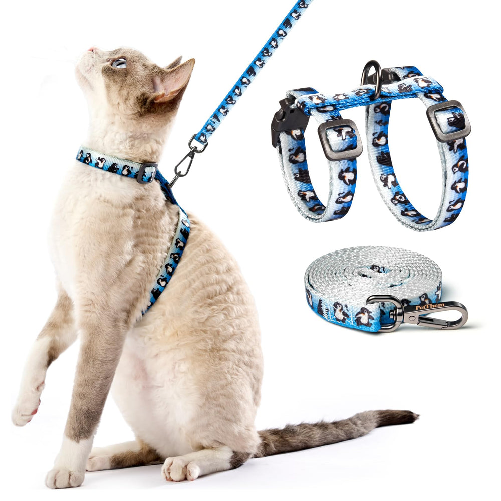 Harnais chat PetThem anti-échappement pour promenades sécurisées.