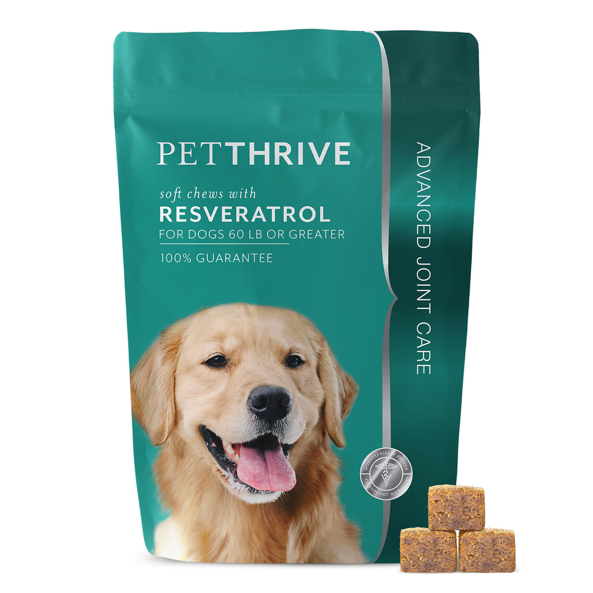 PetTherive chien-hanches-bouteille montre le produit avec un accent sur la mobilité et les articulations.