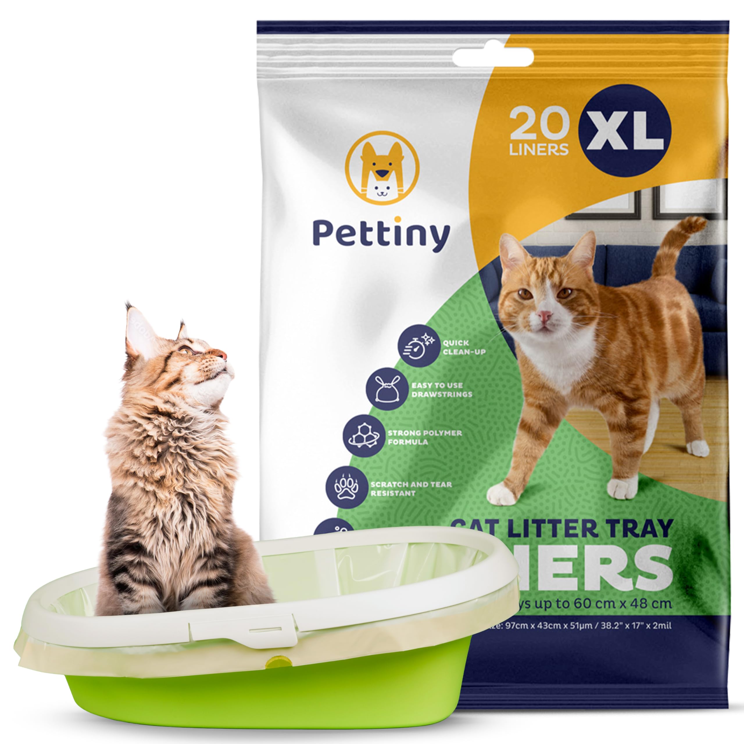 Pettiny 20 XL, sac litière à cordons, facilite le changement propre et rapide.