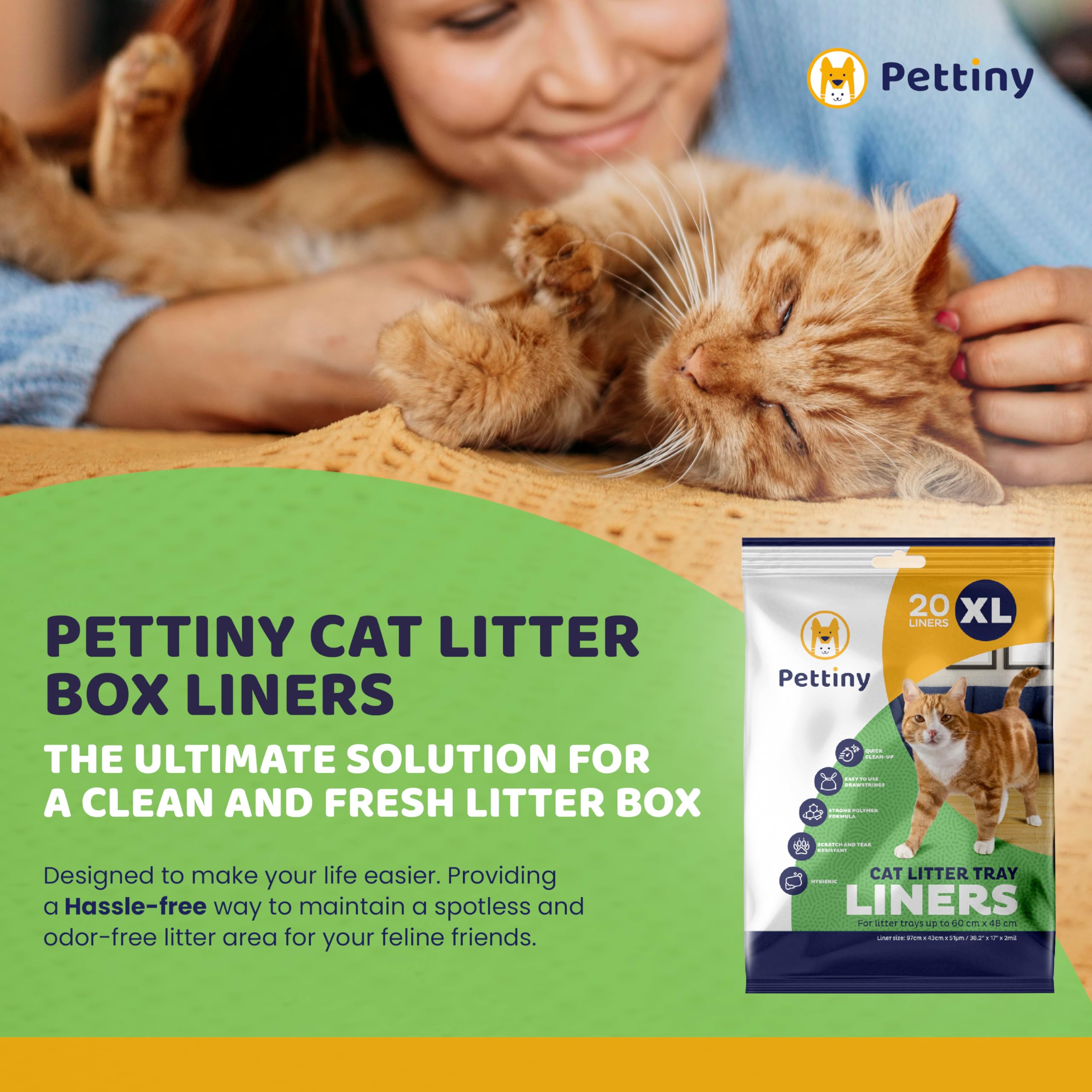 Pettiny 20 XL : sac litière résistant aux griffes pour bacs robustes.