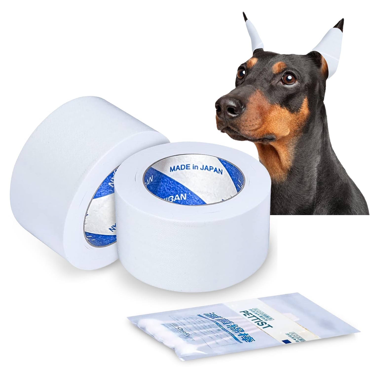 PETTIST bande-oreilles chien adhésif 25 mm, maintien sûr et facile.