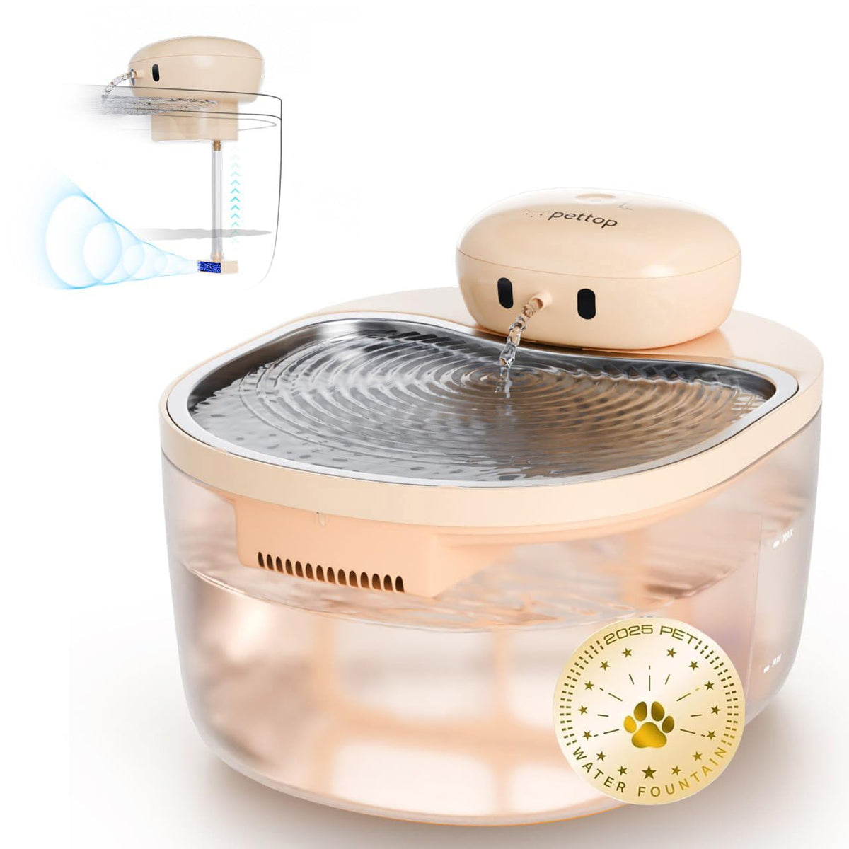 PetTop fontaine eau chat sans pompe, hydratation simplifiée pour chat