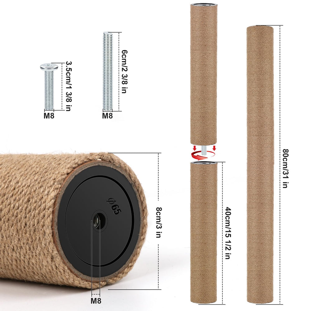 PETUOL poteau grifrage en jute naturelle pour chats actifs