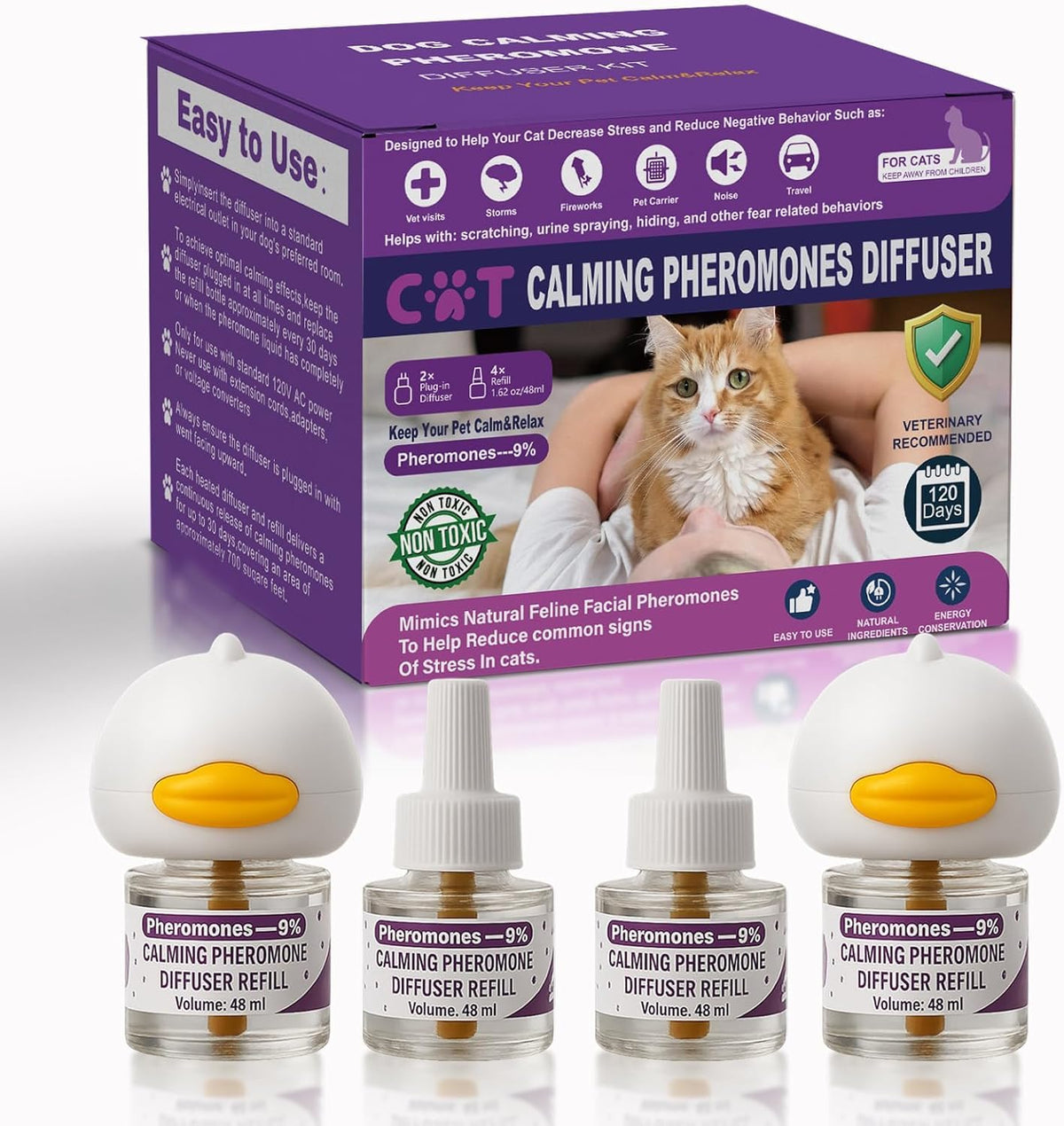 Diffuseurs Peturarion de phéromones pour chats – ensemble prêt à l’emploi, calme potentiel.