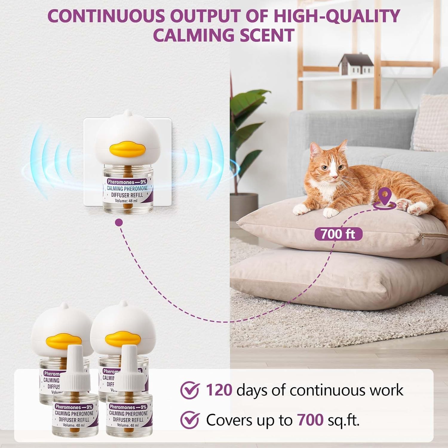 Quatre recharges Peturarion pour une diffusion continue.