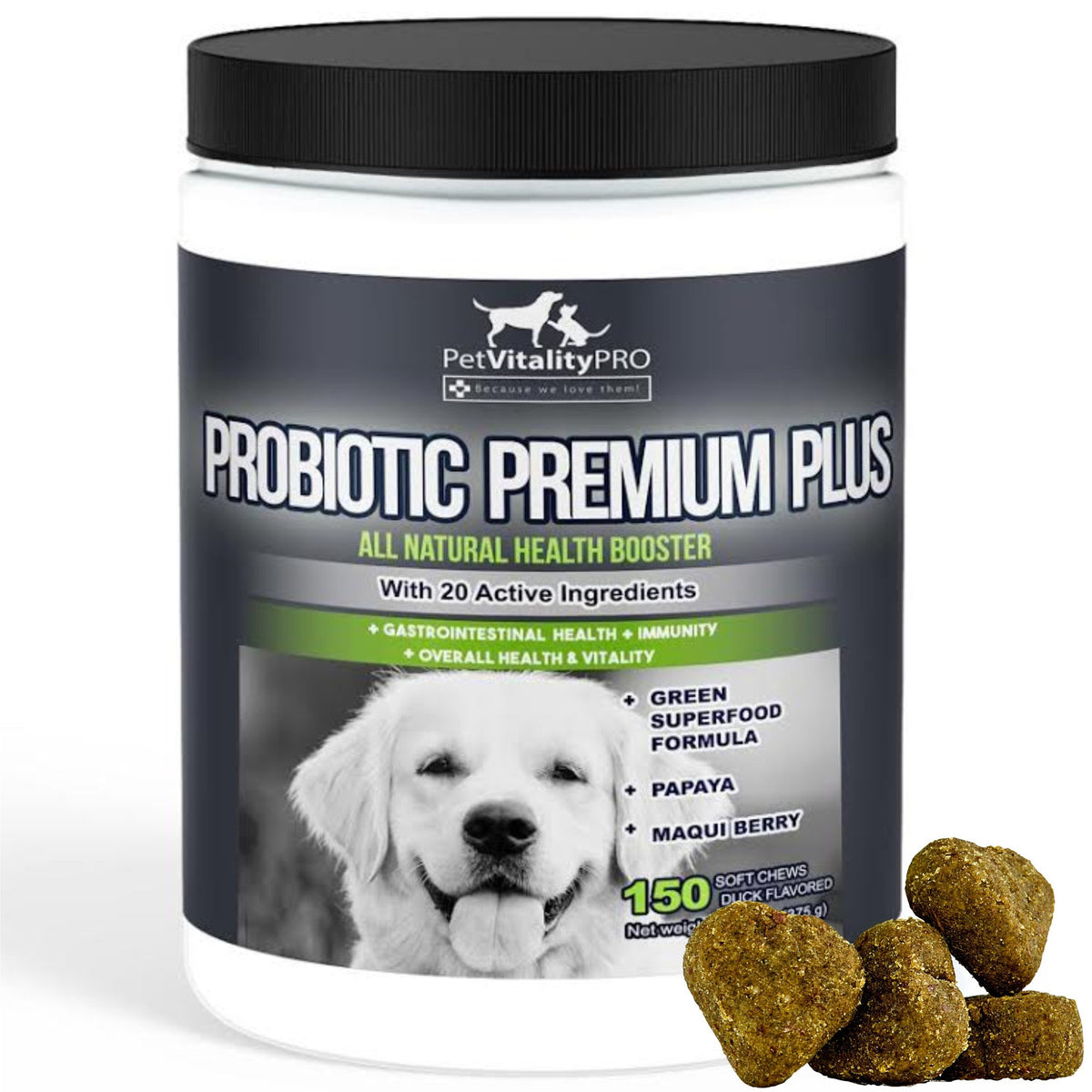PetVitalityPRO Probiotiques pour chien – bouteille, soutien digestif potentiel et immunité