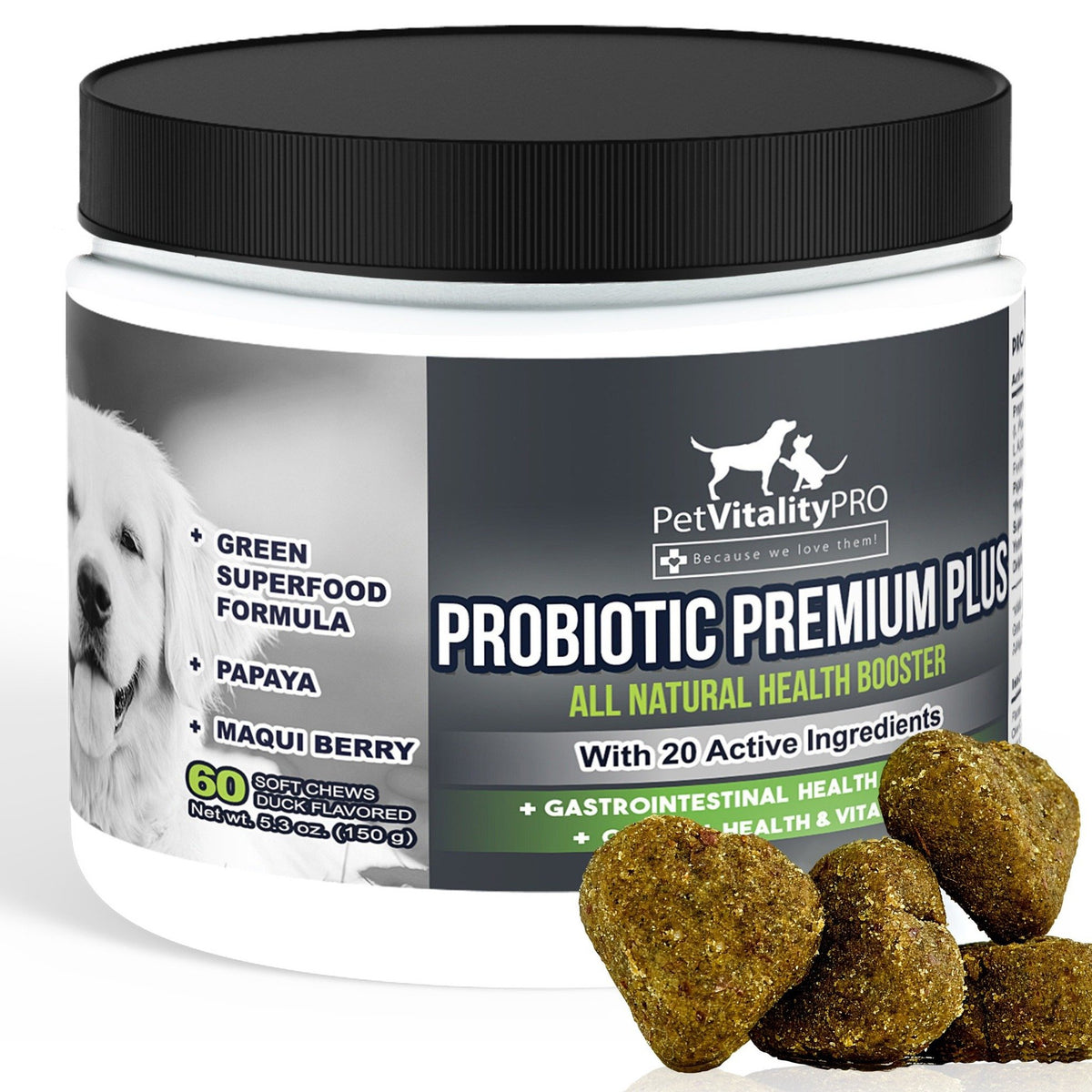 PetVitalityPRO Probiotiques chien – bouteille: soutien digestif et vitalité.