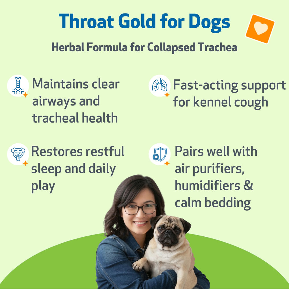 Pet Wellbeing Throat Gold – gouttes liquides, absorption facile.
