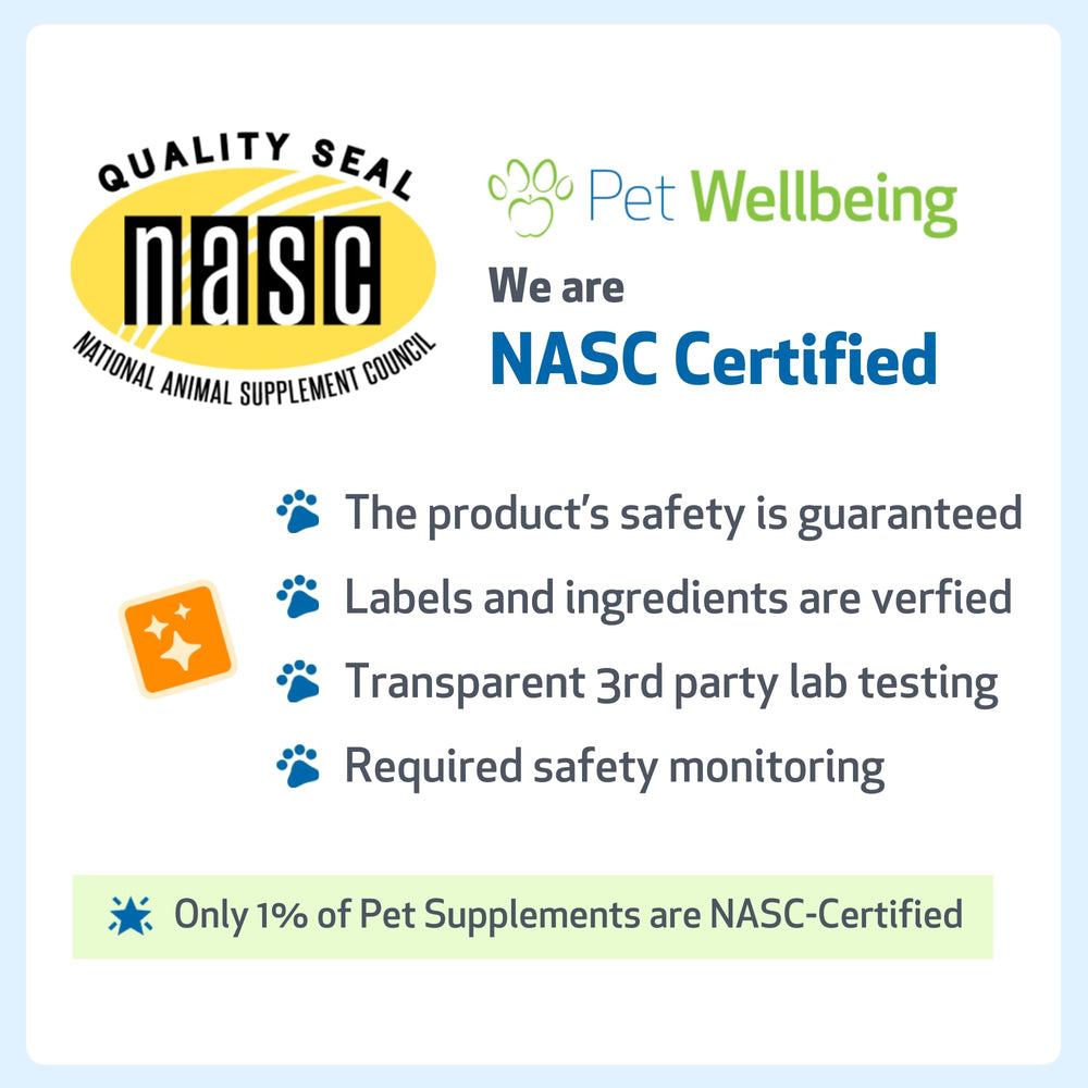 Pet Wellbeing Throat Gold – produit NASC certifié et contrôlé pour pureté.