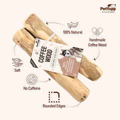 PetYupp baton bois cafe gros plan — texture dense pour une mastication soutenue.