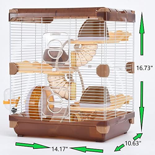 PETZHUBO cage hamster 3 niveaux intérieur clair, facilite l'interaction avec l'animal.
