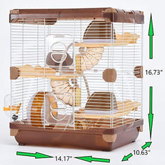 PETZHUBO cage hamster 3 niveaux intérieur clair, facilite l'interaction avec l'animal.