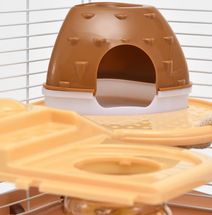 PETZHUBO cage hamster 3 niveaux maison champignon, design ludique pour divertir l'animal.