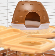 PETZHUBO cage hamster 3 niveaux maison champignon, design ludique pour divertir l'animal.