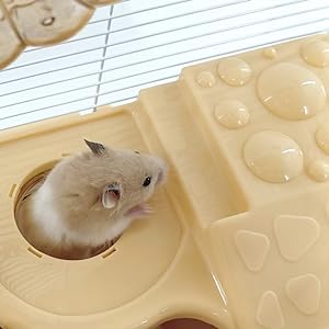 PETZHUBO cage hamster 3 niveaux nettoyage facile, bac amovible pour l'entretien.