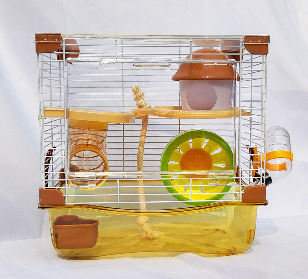 Cage PETZHUBO pour hamster, deux niveaux transparents pour observation facile.