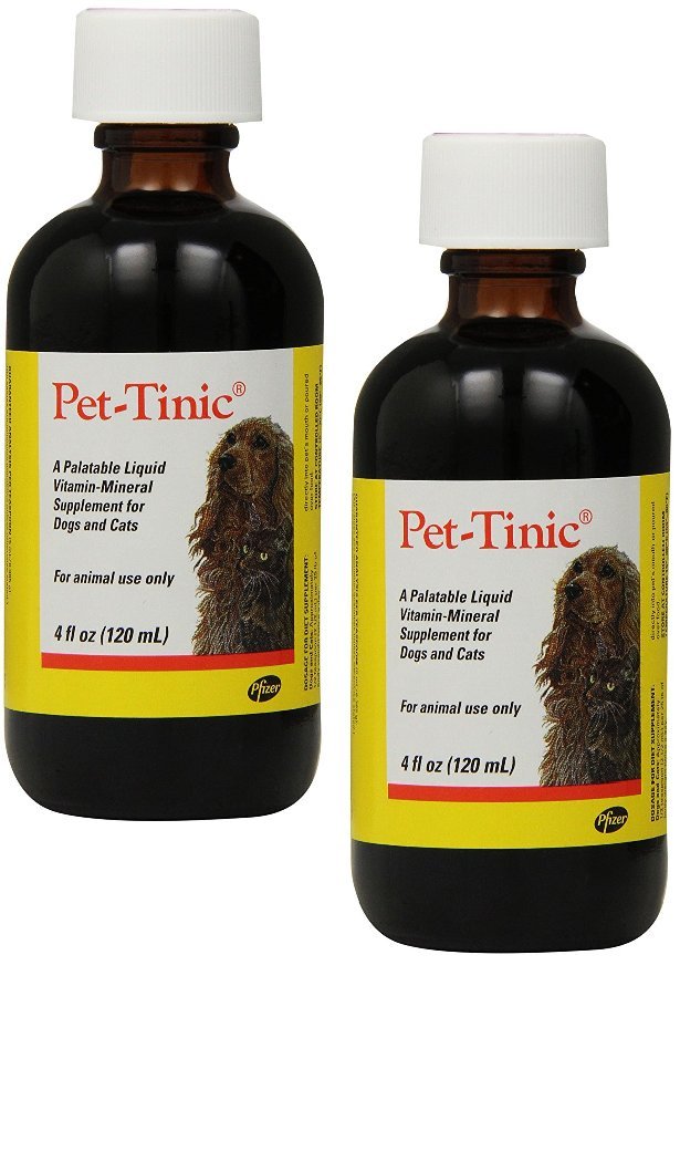 Pfizer Animal Pet Tinic: bouteille 118 ml pour soutenir l'apport quotidien en fer et nutriments.