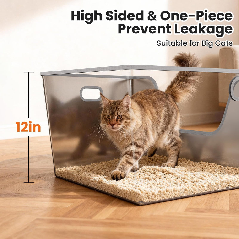 Phafariy bac-litiere-inox-40l-xxl entree faible, acces facile pour chats âgés.