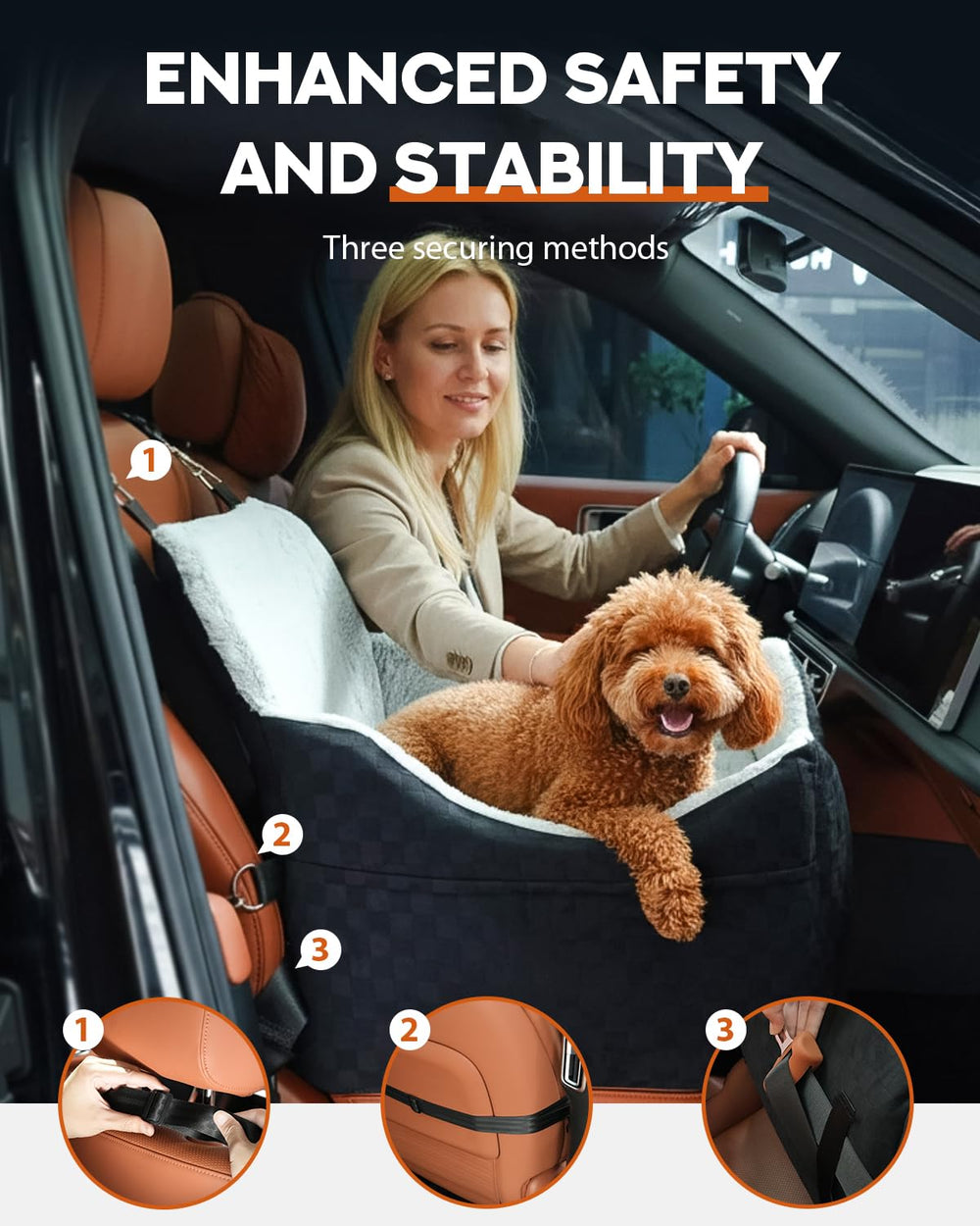 PHCOHIDO siège-auto chien moyen nettoyage facile et résistant à l'eau.