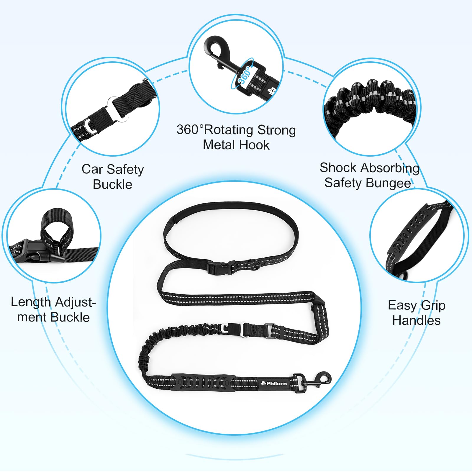 Philorn ceinture pour marche de chien ajustable, confort durable lors des promenades.